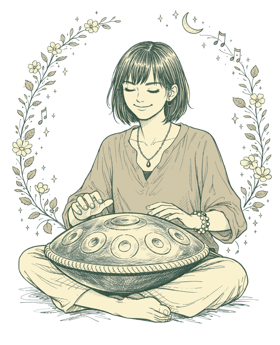 Illustration Melanie mit Handpan
